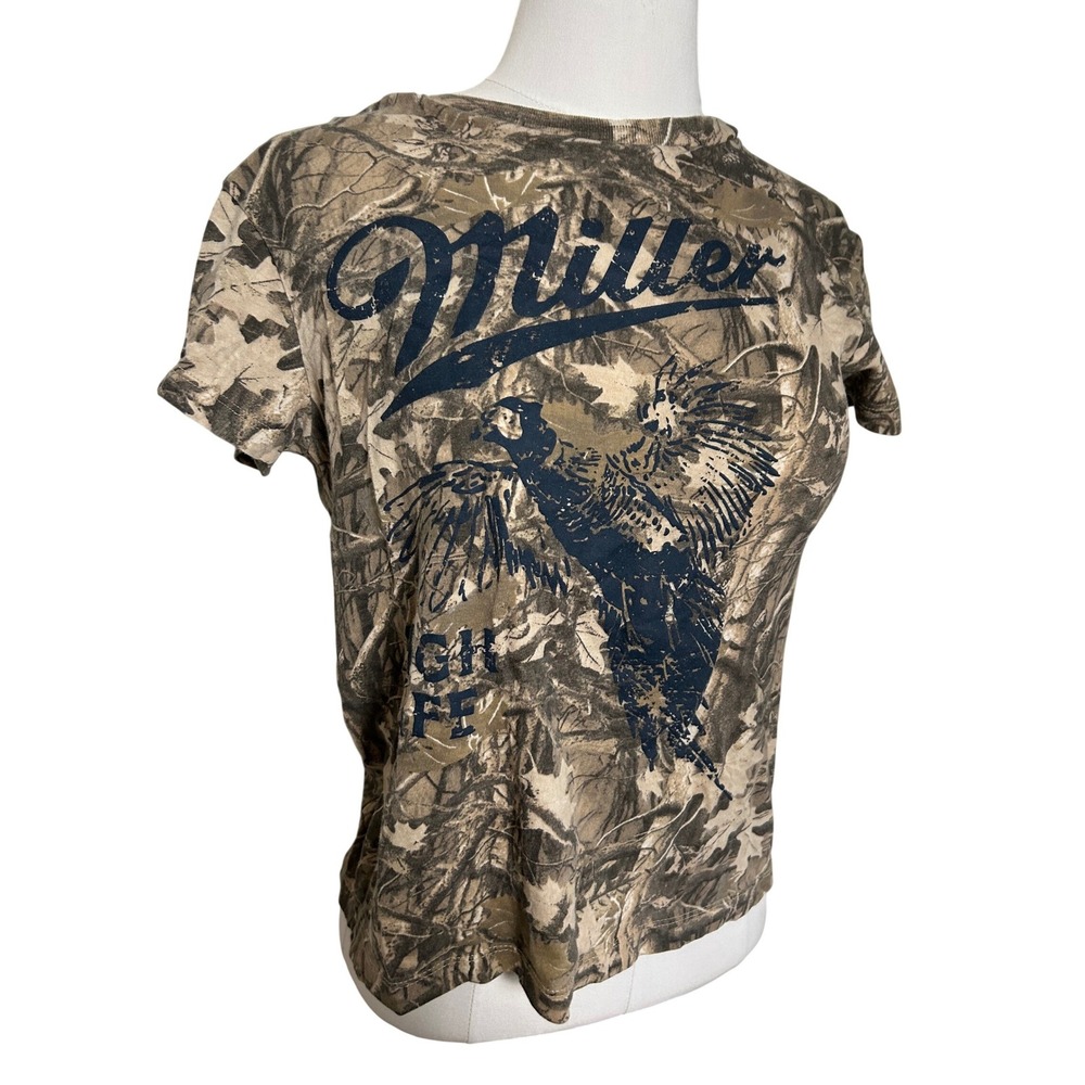 Miller High Life Camo Graphic T-Shirt XXS Country Festival Hunting Beer Tee